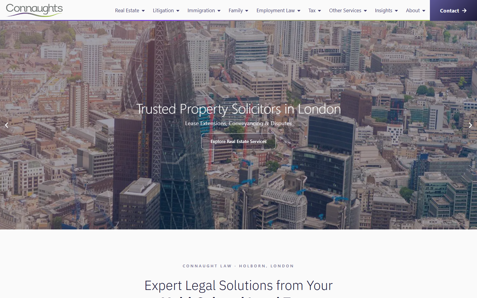 Connaught Law website screenshot