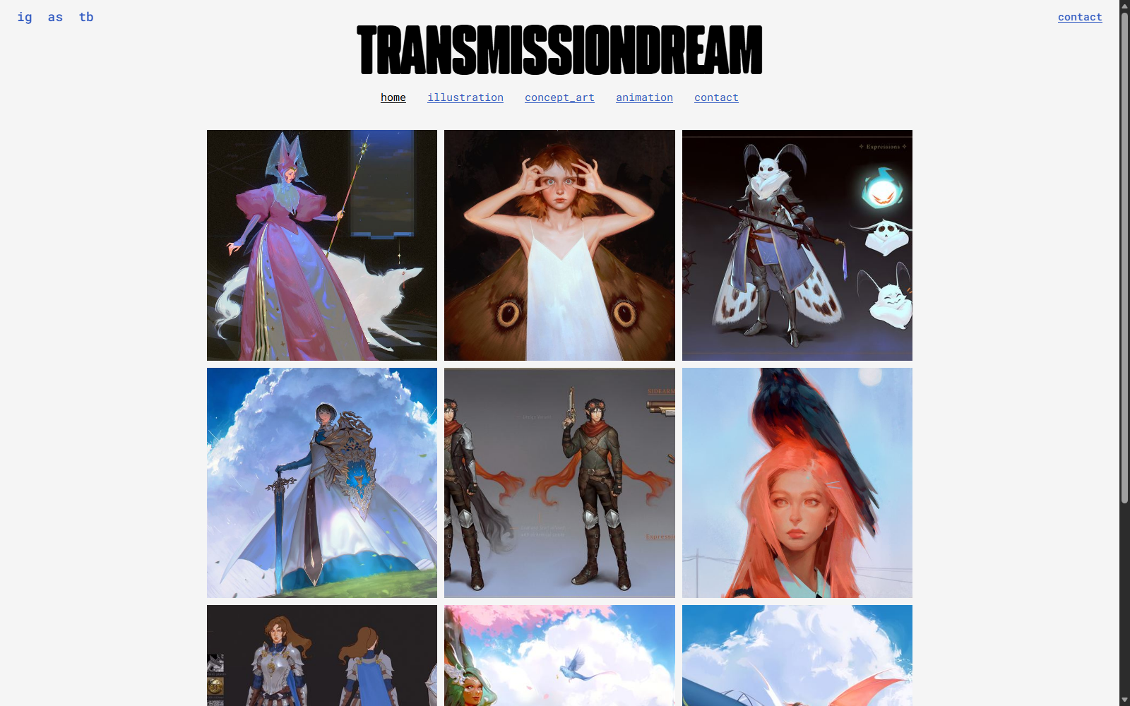 Transmission Dream portfolio website screenshot
